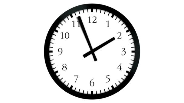 Animation Wall Clock Time Passing Loopable Video Clock Timelapse White — Stock Video