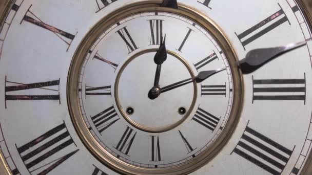 Upływ Czasu Vintage Zegar Analogowy Rzymski Numer Idzie Przodu Ruch — Wideo stockowe