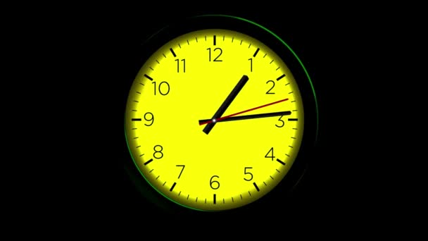 Moderne Weckeruhr Mit Schwarzen Zeigern Uhrzeigerwerk Vorwärts Gehen Countdown Und — Stockvideo