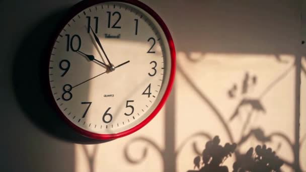 Modern Alarm Clock Watch Black Hands Movement Forward Clockwise Moving — Stock Video