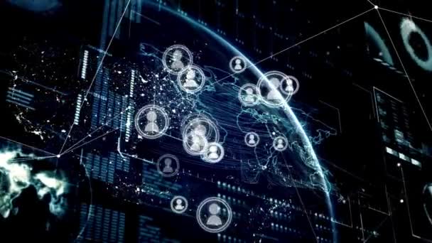 Social Network Hintergrund Vernetzung Und Datenverbindung Austausch Kundenprofil Online Globales — Stockvideo