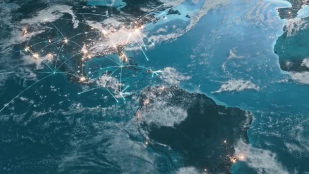 Dünya Gezegeninde Büyüyen Küresel Internet Iletişim Ağı Yenilik Teknolojisi Telekomünikasyon — Stok video