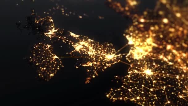 Belle Terre Avec Connexion Lumière Ville Liens Technologie Communication Réseau — Video