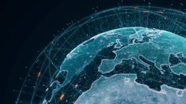 Letişim Teknolojisi Küresel Dünya Ağı Dijital Veri Transferi Modern Teknoloji — Stok video