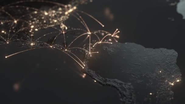 Красивая Земля Подключением Городскому Свету Связи Коммуникационные Технологии Глобальная Интернет — стоковое видео