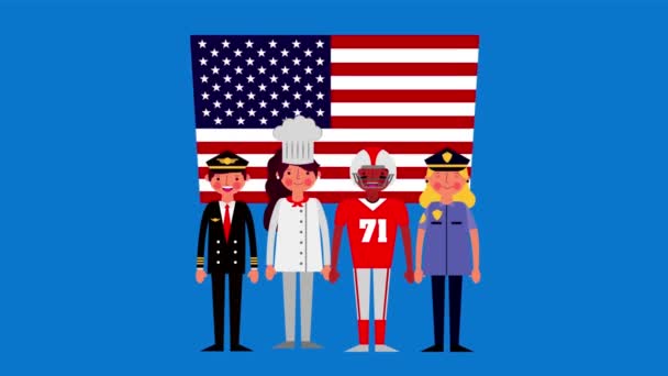 Happy Work Day Video Animované Usa Vlajka Pozadí Flag Animace — Stock video