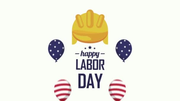 Amerikan Ulusal Işçi Bayramı Amerika Mutlu Tasarım Illüstrasyon Poster Yurtsever — Stok video