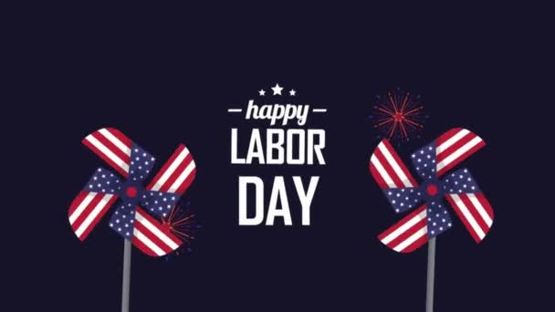 Amerikaanse Nationale Arbeidsdag Vakantie Amerika Gelukkig Ontwerp Illustratie Poster Patriottische — Stockvideo