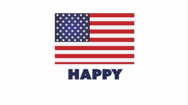 幸せな労働日のバナー アメリカ愛国的背景 テキストイラストアニメーションのためのコピースペース — ストック動画