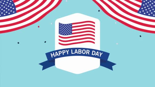 Americana Festa Nazionale Del Lavoro America Felice Disegno Illustrazione Poster — Video Stock