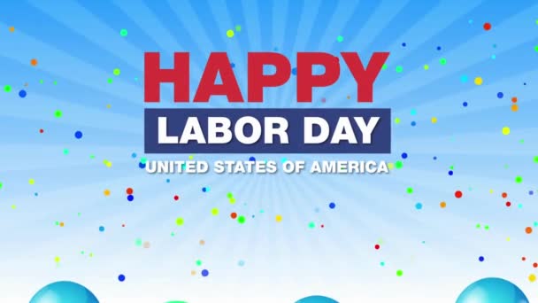 Usa Labor Day Wenskaart Met Amerikaanse Vlag Achtergrond Patriottische Amerikaanse — Stockvideo
