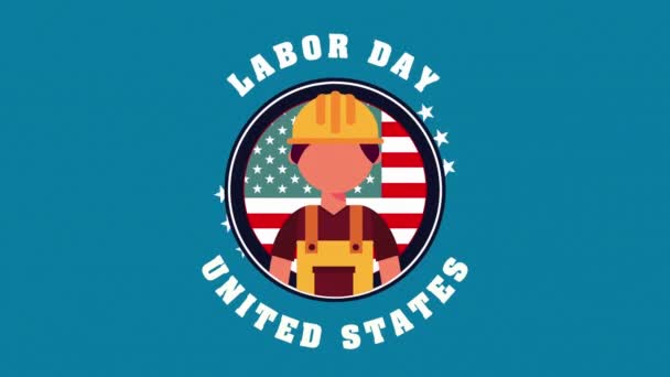 Americký Pracovní Den Akce Animace Video Karikatura Styl Ženskou Šéfkuchařka — Stock video