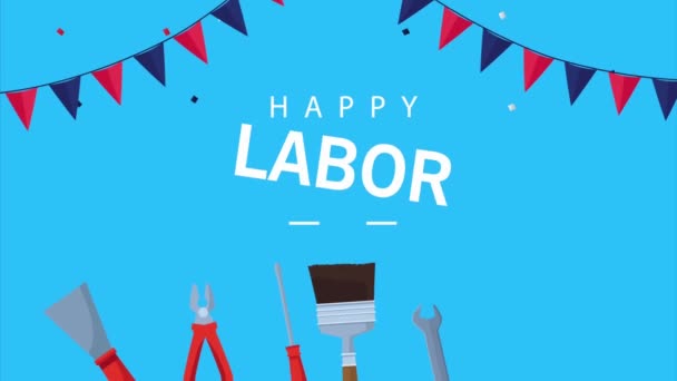 用美国国旗表示劳动节的问候 美国全国庆祝活动 — 图库视频影像