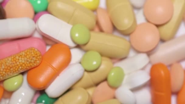 Pilules Capsules Comprimés Colorés Fond Gros Médicaments Médecine Maladie Guérir — Video