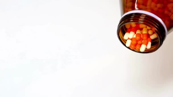 Frasco Prescripción Llena Diferentes Píldoras Medicina Ciencia Salud Investigación Tratamiento — Vídeo de stock
