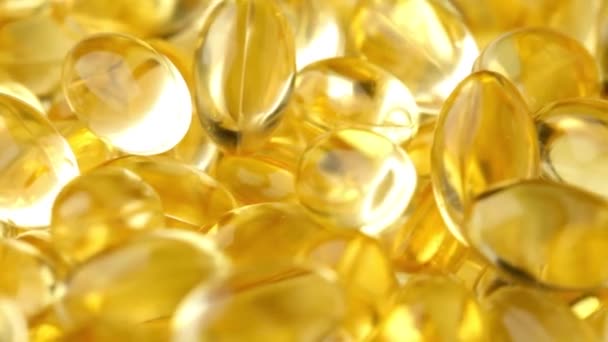 Cápsulas Ómega Pílula Óleo Peixe Dourado Saúde Suplementos Vitamina Estilo — Vídeo de Stock