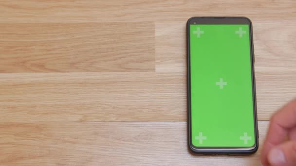 Ellop Görgetés Gesztus Chroma Gombot Modern Okostelefon Érintőképernyős Telefon Zöld — Stock videók