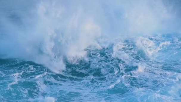 Hintergrund Des Tropisch Blauen Meeres Welle Bricht Rollende Wellen Wogen — Stockvideo