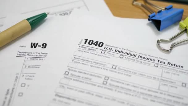 American 1040 Individuele Aangifte Inkomstenbelasting Belastingdienst Irs Verenigde Staten — Stockvideo