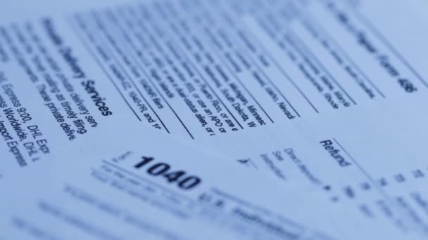 Estados Unidos Impuesto Sobre Renta Individual Formularios Declaración Impuestos Papel — Vídeos de Stock