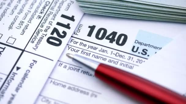 Individual Income Tax Return Form 1040 1120 Informações Form Paper — Vídeo de Stock