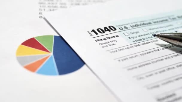 アメリカ合衆国の税制 予算計画金融業の概念 1040賃金税申告書 — ストック動画
