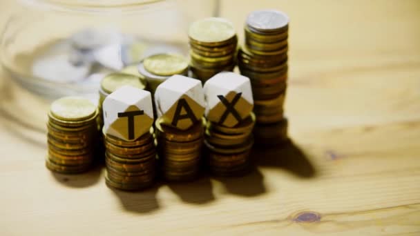 Денег Налогами Концепция Уплаты Налогового Имущества Финансирование Бизнеса Выплате Долга — стоковое видео