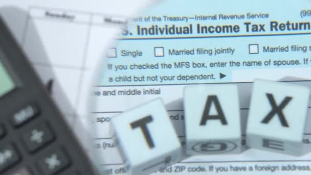 Individual Income Tax Return Form 1040 1120 Information Form Paper — Stock Video