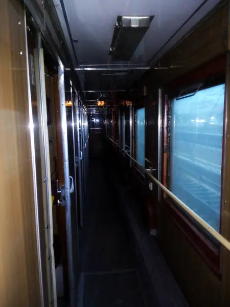 Noite Vou Uma Viagem Trem Carro Compartimento — Fotografia de Stock