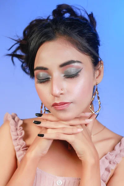 Krasavice Portrét Krásný Asijský Model Dívka Perfektní Svěží Čistý Makeup — Stock fotografie