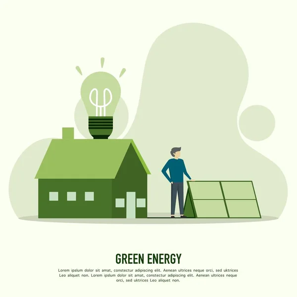 Green Energy Power Saving Concept Strategies Sustainable Green Energy Growth — Stock Vector