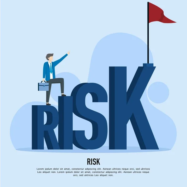 Vysoce Riziková Rostoucí Koncepce Podnikatelé Kteří Procházejí Žebříčku Rizika Dosažení — Stockový vektor