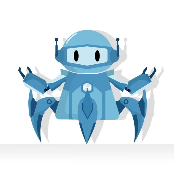 Cute Blue Robot Character Mascot Isolated White Background — Stock Vector