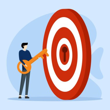 Girişimciler, ticari başarıyı hedeflemek için hedeflere altın bir anahtar yerleştirdiler. İş hedeflerinin başarısı ve başarısının anahtarı, KPI 'ler, kariyer başarıları veya iş konseptinde başarının sırları.