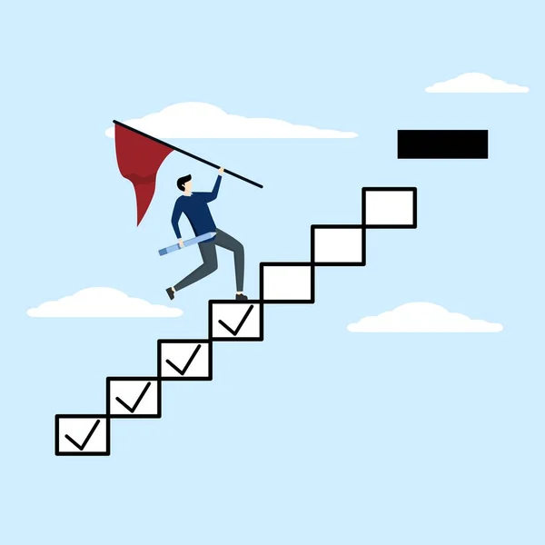 Entrepreneur Steps Checklist Move Forward Target Progress Start Success Challenges — Stock Vector