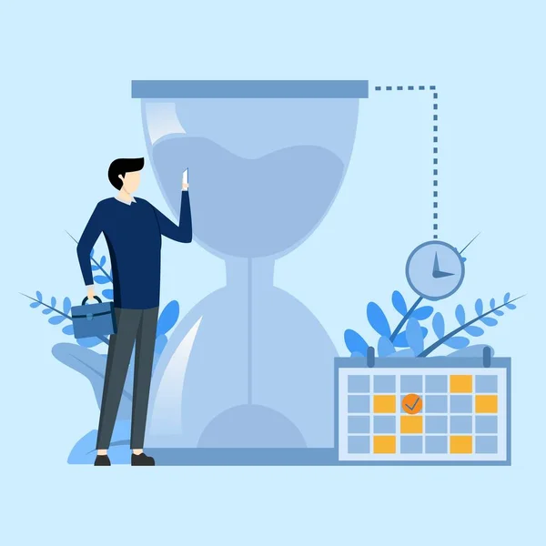 Timetable Planning Illustration Concept Character Managing Work Tasks Time Management — Stock Vector