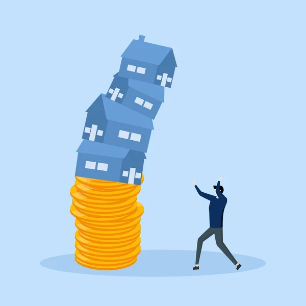Real Estate Stock Risk Economic Recession Concept Property Housing Market — Stok Vektör