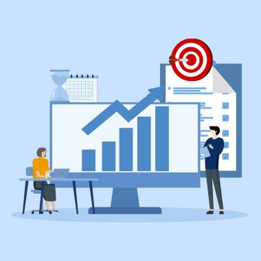 Takım çalışması konsepti, pazarlama veri analizi, işletme büyümesi ve finans yatırımları, raporlama çizelgesi, rapor kağıdı, iş adamı kontrol raporu, web sitesi sancak çizimi iniş sayfası