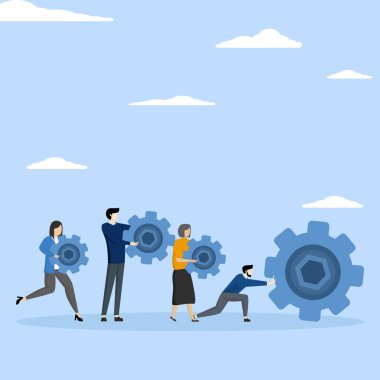 Business organization, people working together, teamwork for mission success, teamwork improve work and achieve success, work together to increase efficiency, cooperation or community concept, vector.