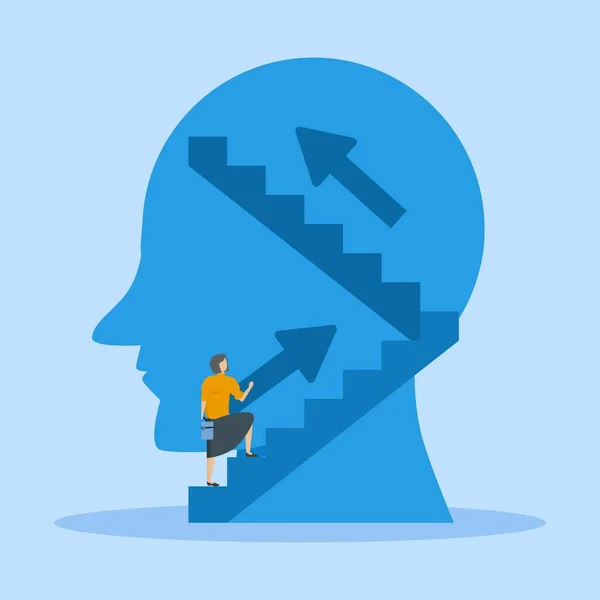 Profile Human Head Ladder Self Improvement Psychology Education Concept Training — Stockvektor
