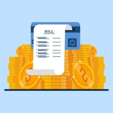 Debit card concept, Expense statement debit card payment concept, payment receipt, money, banking, website banner background vector illustration