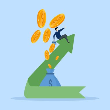 Gelir artışı oku kavramı, yükselen işadamı büyüme oku, bankacılık hizmetleri, yönetim, yatırım, bütçe planlaması, emeklilik hesabı, faiz oranları, bağış toplama.