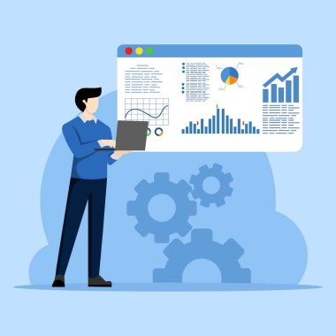 Veri analizi kavramı, analiz edilecek istatistikler, optimizasyon şemaları, iş grafiği paneli, pazarlama araştırması, büyük veri ve bilgi kavramı, iş adamları grafikleri ve grafikleri analiz ediyor.