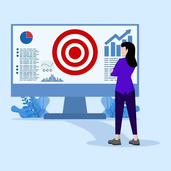 Digitale Targeting Marketing Strategie Concept Zakelijke Doelen Opstarten Project Doelstellingen — Stockvector