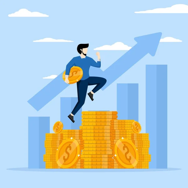Money Success Financial Concept Successful Investment Wealth Growth Getting Rich — Stock Vector