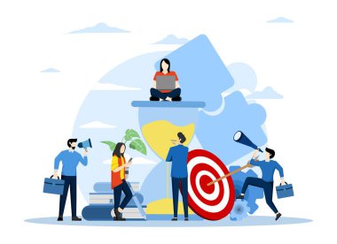 İş ortaklığı kavramı. Takım metaforu. Düz tasarım biçimi vektör illüstrasyon Takım çalışması, işbirliği, ortaklık, iş tanıtımı ve geliştirme vektör sembolü
