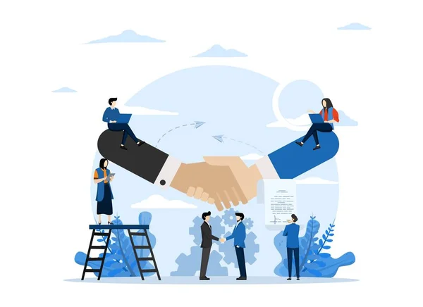 Concept Van Samenwerking Het Bedrijfsleven Partnerschap Overeenkomst Van Partijen Man — Stockvector