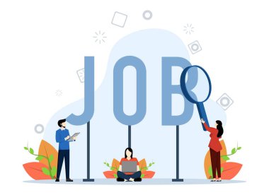 İş Bulma Konsepti, iş açığı. İnsan Kaynakları Kiralık Adayları Seçiyor, İniş Sayfaları İçin Mükemmel, Kullanıcı Arayüzü, Web, Uygulama, Editör, İlanlar ve Afişler. Vektör illüstrasyonu.