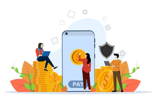 모바일 Mobile Payment Concept 사용자 핸드폰을 사용하여 어떻게 트랜잭션 금단을 — 스톡 벡터