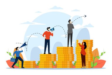 Ortak inşaat ve nakit kar işleme, yatırım yönetimi, başarıya giden kariyer büyümesi, düz renk ikonu, iş analizi, vektör illüstrasyonu.